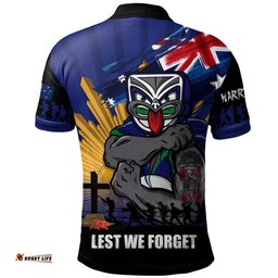 Amazing Aussie New Zealand Warriors Fearless ANZAC Defender Polo Shirt