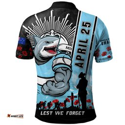 Amazing Aussie Cronulla Sutherland Sharks Anzac Day Lest We Forget Strong Fighting Spirit Polo Shirt