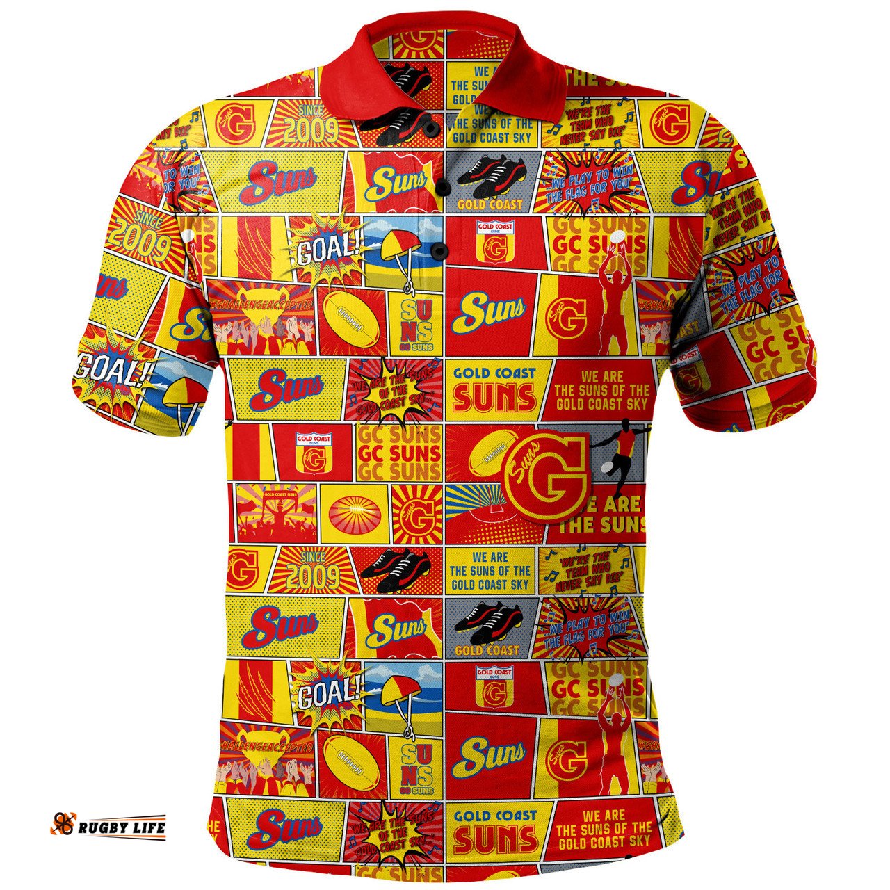 Amazing Aussie Gold Coast SUNS Legacy Of The Pride Comic Style Polo Shirt