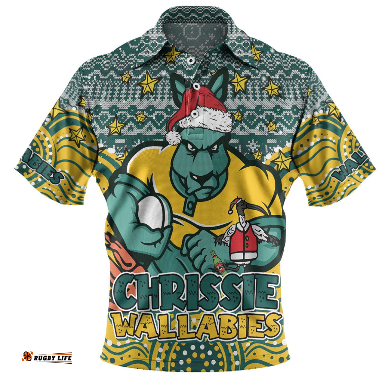 Amazing Aussie Australia Wallabies Christmas Custom Christmas Knit Patterns Vintage Jersey Ugly Polo Shirt