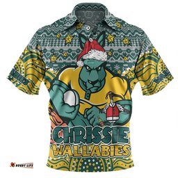 Amazing Aussie Australia Wallabies Christmas Custom Christmas Knit Patterns Vintage Jersey Ugly Polo Shirt
