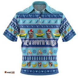 Amazing Aussie New South Wales Big Things Christmas Custom The Big Banana And Blue Heeler Polo Shirt