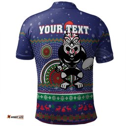 Amazing Aussie New Zealand Warriors Christmas Custom Ugly Xmas And Aboriginal Patterns For Die Hard Fan Polo Shirt