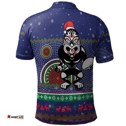 Amazing Aussie New Zealand Warriors Christmas Custom Ugly Xmas And Aboriginal Patterns For Die Hard Fan Polo Shirt