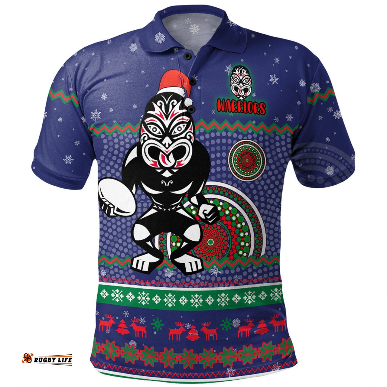 Amazing Aussie New Zealand Warriors Christmas Custom Ugly Xmas And Aboriginal Patterns For Die Hard Fan Polo Shirt