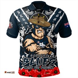 Amazing Aussie Carlton Ripped Legacy Of The Game The ANZAC Spirit Lives On Polo Shirt