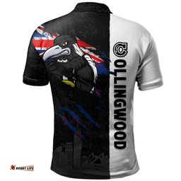 Amazing Aussie Collingwood Burning Passion Of Power Scratch Style Polo Shirt