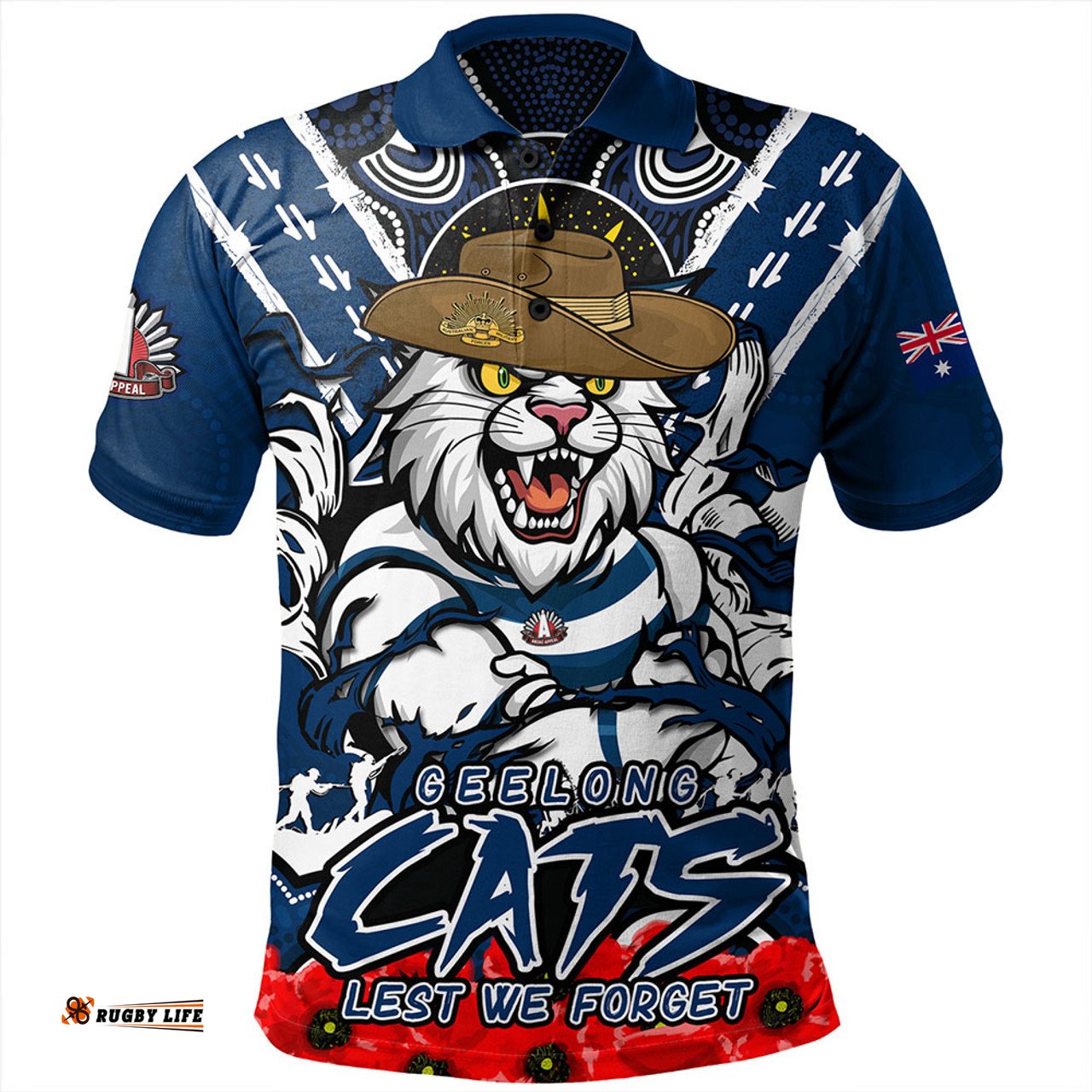 Amazing Aussie Geelong Cats Ripped Legacy Of The Game The ANZAC Spirit Lives On Polo Shirt