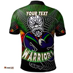 Amazing Aussie New Zealand Warriors Custom Warrios Maori Mask Player Maori Style Ethnic Ornament Pattern Player And Number Polo Shirt