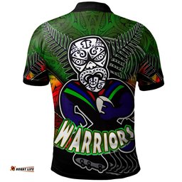 Amazing Aussie New Zealand Warriors Custom Warrios Maori Mask Player Maori Style Ethnic Ornament Pattern Player And Number Polo Shirt