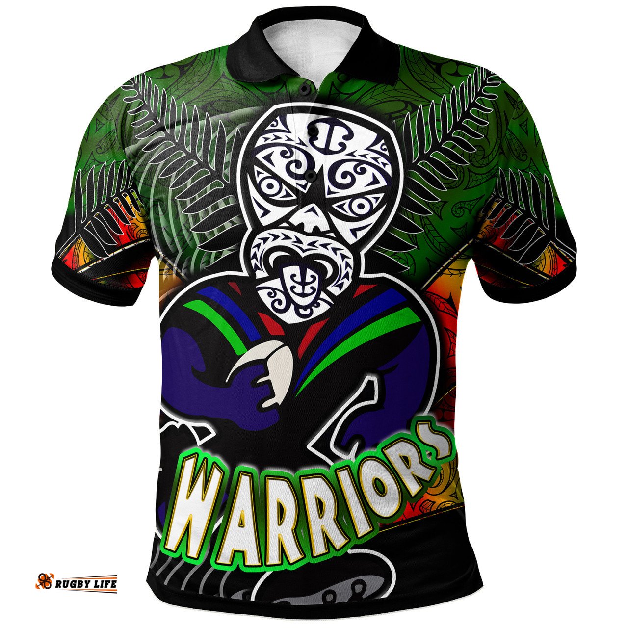 Amazing Aussie New Zealand Warriors Custom Warrios Maori Mask Player Maori Style Ethnic Ornament Pattern Player And Number Polo Shirt