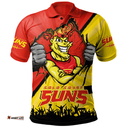 Amazing Aussie Gold Coast SUNS Breaking Through Fan Design Polo Shirt