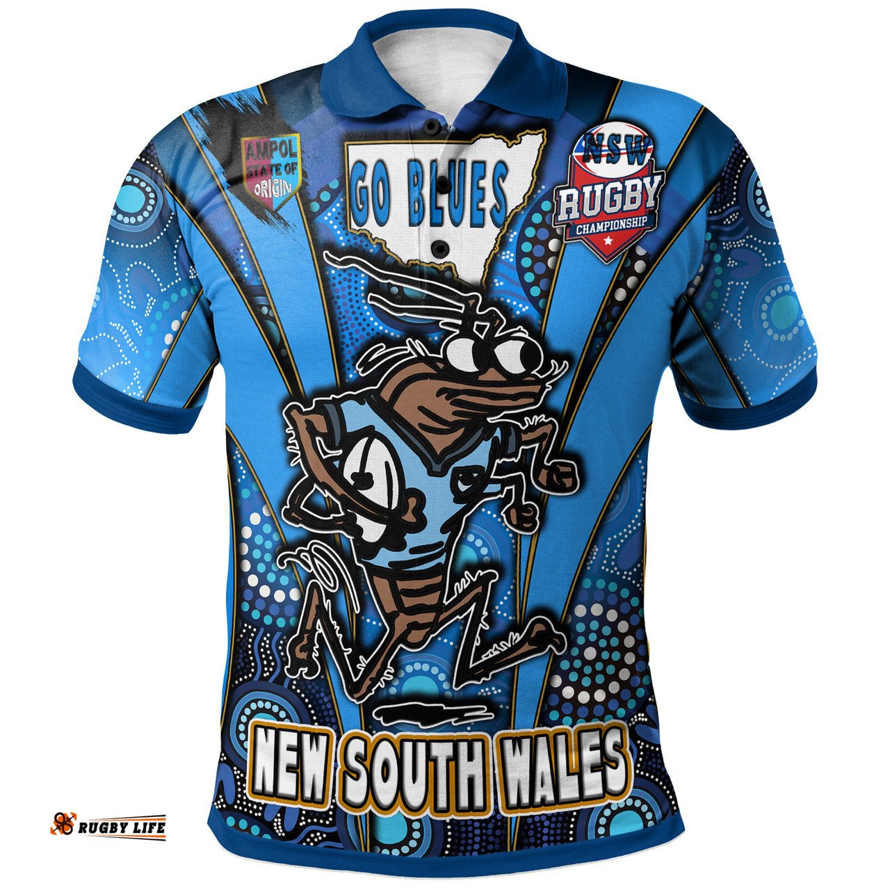 Amazing Aussie Cockroaches Custom Cockroaches Mascot With Aboriginal Inspired Art  Polo Shirt
