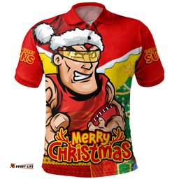 Amazing Aussie Gold Coast SUNS Santa Scoring Touchdown On Christmas Game Day Polo Shirt
