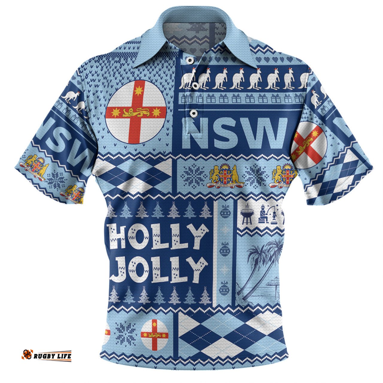 Amazing Aussie New South Wales Christmas Holly Jolly Chrissie Polo Shirt