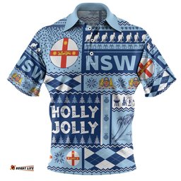 Amazing Aussie New South Wales Christmas Holly Jolly Chrissie Polo Shirt