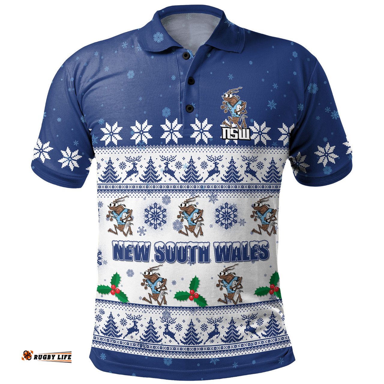 Amazing Aussie New South Wales Cockroaches Christmas Custom Special Ugly Christmas Polo Shirt