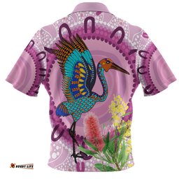 Amazing Aussie Custom Kid Australia Aboriginal Brolga Bird Dancing With Australia Native Flowers Polo Shirt