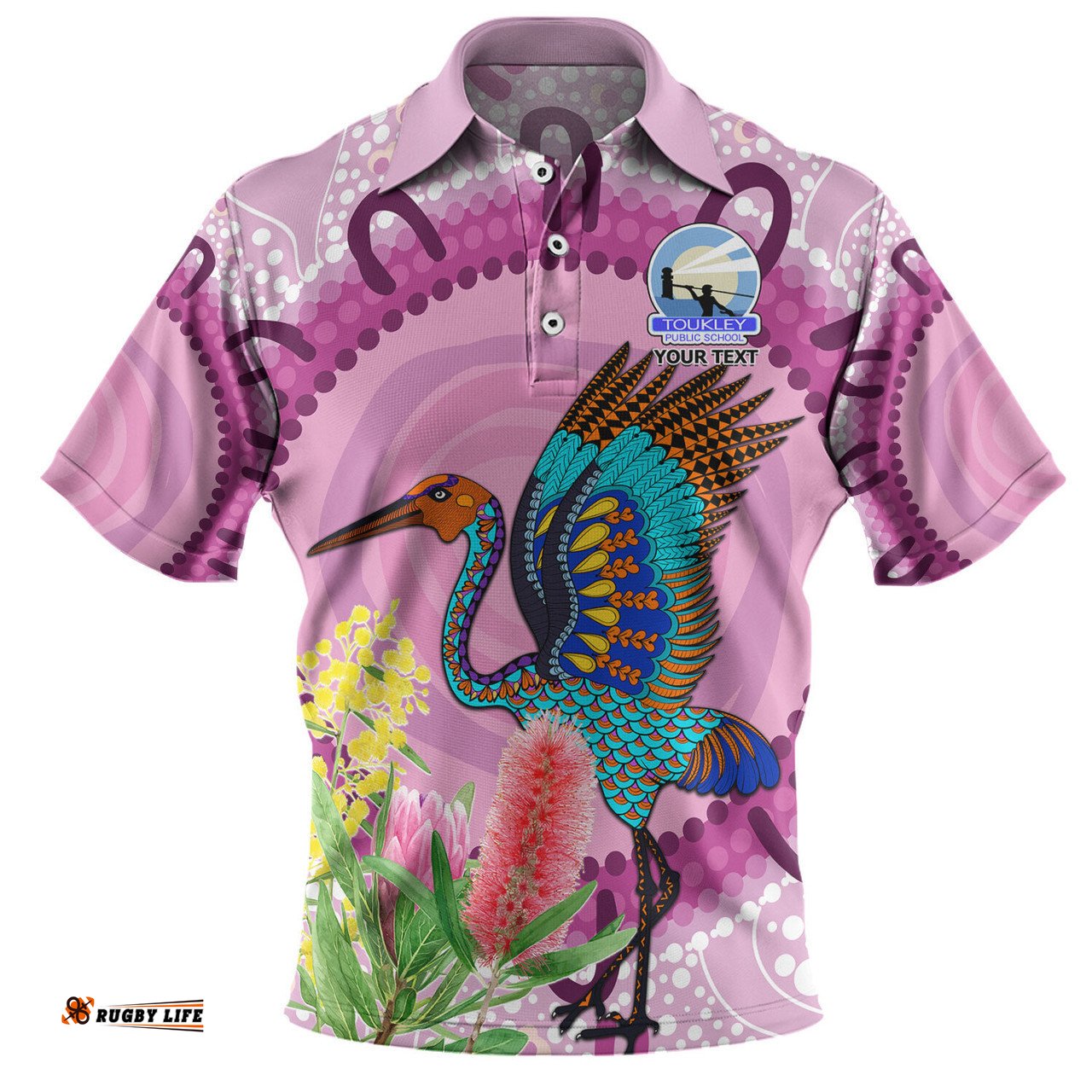 Amazing Aussie Custom Kid Australia Aboriginal Brolga Bird Dancing With Australia Native Flowers Polo Shirt