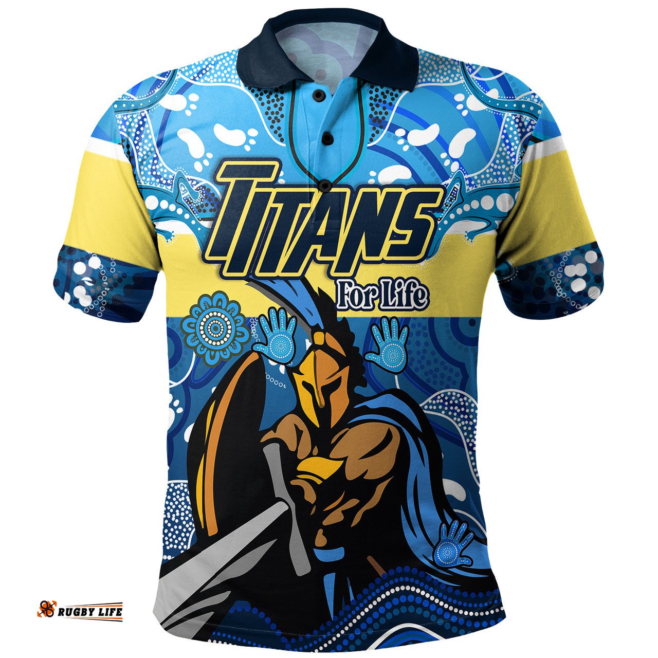 Amazing Aussie Gold Coast Titans Custom Gold Coast Titans For Life With Aboriginal Style Polo Shirt