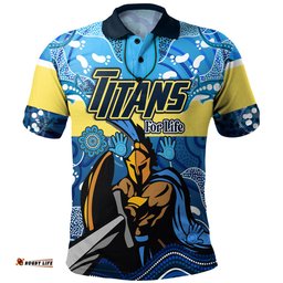 Amazing Aussie Gold Coast Titans Custom Gold Coast Titans For Life With Aboriginal Style Polo Shirt