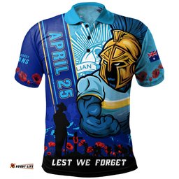 Amazing Aussie Gold Coast Titans Anzac Day Lest We Forget Strong Fighting Spirit Polo Shirt