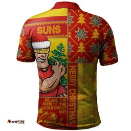 Amazing Aussie Gold Coast SUNS Merry Christmas Knit Style Festive Spirit Polo Shirt