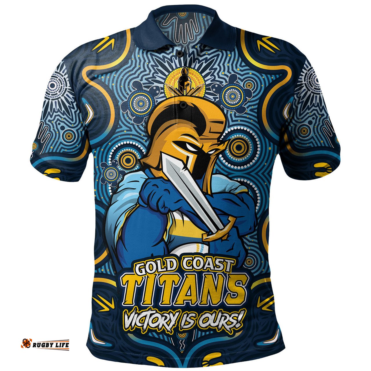 Amazing Aussie Gold Coast Titans Aboriginal Pattern Inspired Victory Is Ours Polo Shirt
