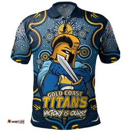 Amazing Aussie Gold Coast Titans Aboriginal Pattern Inspired Victory Is Ours Polo Shirt