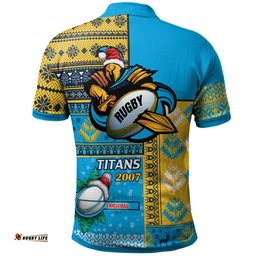 Amazing Aussie Gold Coast Titans Custom Christmas Snowflakes Gold Coast Titans Mascot Polo Shirt