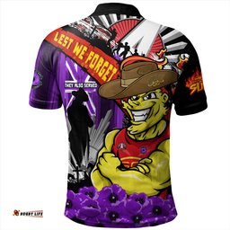 Amazing Aussie Gold Coast SUNS ANZAC Day Honor Purple Valor And Spirit Polo Shirt