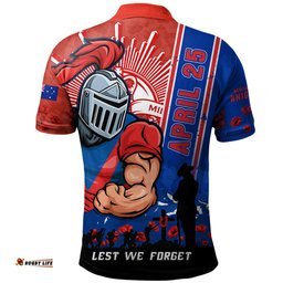 Amazing Aussie Newcastle Knights Anzac Day Lest We Forget Strong Fighting Spirit Polo Shirt