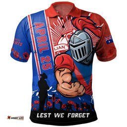 Amazing Aussie Newcastle Knights Anzac Day Lest We Forget Strong Fighting Spirit Polo Shirt