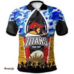 Amazing Aussie Gold Coast Titans Custom Anzac Gold Coast Titans Aboriginal Inspired Pattern Polo Shirt