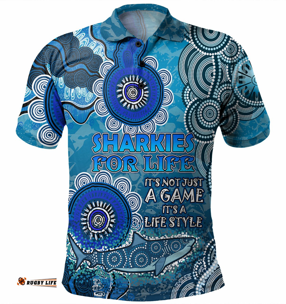 Amazing Aussie Cronulla Sutherland Sharks Custom Sharkies for Life Polo Shirt