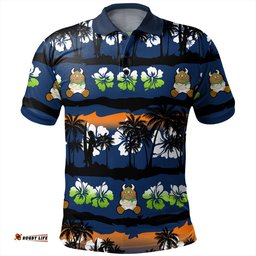 Amazing Aussie Canberra Raiders Tropical Hibiscus and Coconut Trees Polo Shirt