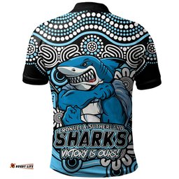 Amazing Aussie Cronulla Sutherland Sharks Aboriginal Inspired Tough Fan Rugby For Life Polo Shirt