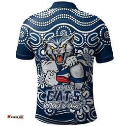 Amazing Aussie Geelong Cats Aboriginal Inspired Tough Fan Football For Life Polo Shirt