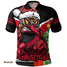 Amazing Aussie Essendon Santa Scoring Touchdown On Christmas Game Day Polo Shirt
