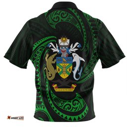 Amazing Aussie Australia South Sea Islanders Solomon Islands Green Tribal Wave Pattern Polo Shirt