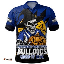 Amazing Aussie Canterbury Bankstown Bulldogs Dark Moon Rugby Halloween Battle Edition Polo Shirt