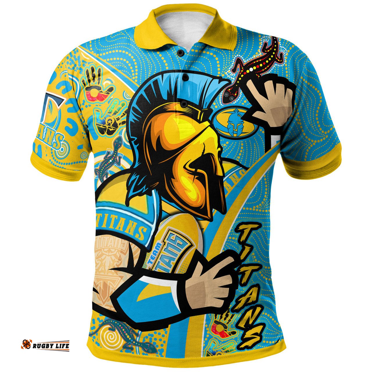 Amazing Aussie Gold Coast Titans Custom Titans Pride With Aussie Indigenous Culture Polo Shirt