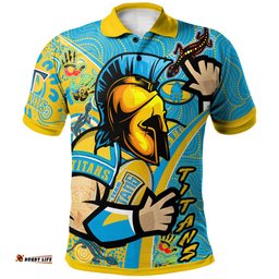 Amazing Aussie Gold Coast Titans Custom Titans Pride With Aussie Indigenous Culture Polo Shirt