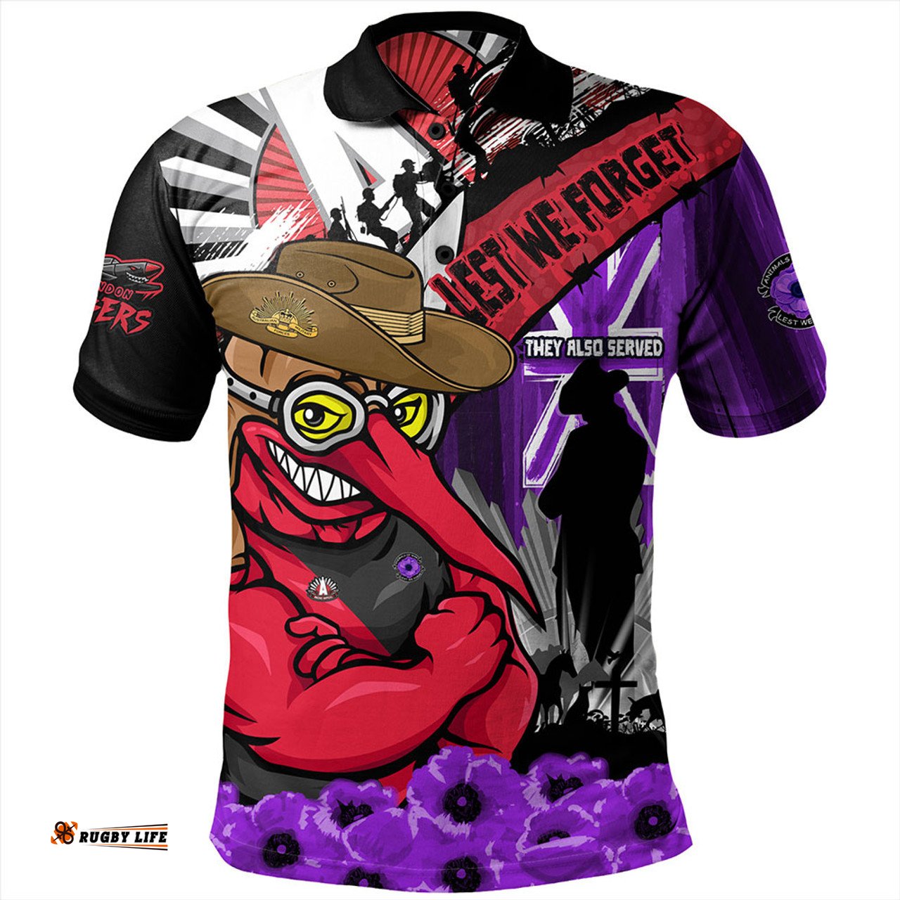 Amazing Aussie Essendon ANZAC Day Honor Purple Valor And Spirit Polo Shirt
