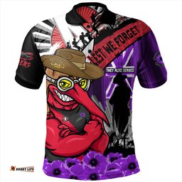 Amazing Aussie Essendon ANZAC Day Honor Purple Valor And Spirit Polo Shirt