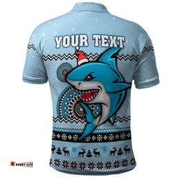 Amazing Aussie Cronulla Sutherland Sharks Christmas Custom Ugly Xmas And Aboriginal Patterns For Die Hard Fan Polo Shirt