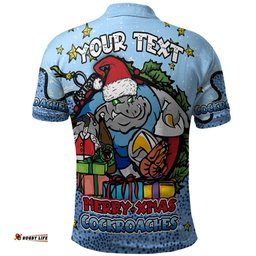 Amazing Aussie New South Wales Cockroaches Christmas Custom Merry Christmas Our Beloved Team With Aboriginal Dot Art Pattern Polo Shirt