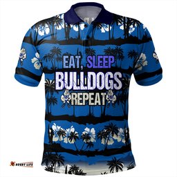 Amazing Aussie Canterbury Bankstown Bulldogs Eat Sleep Repeat With Tropical Patterns Polo Shirt