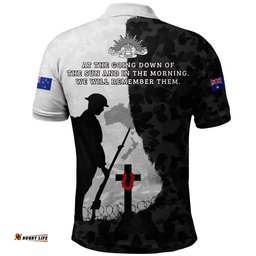 Amazing Aussie Australia Anzac Day Lest We Forget Black Grunge Style Polo Shirt