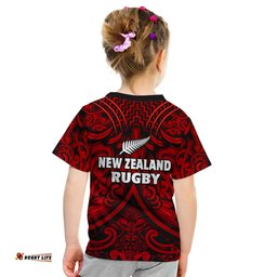 new zealand silver fern rugby t shirt all black red nz maori pattern